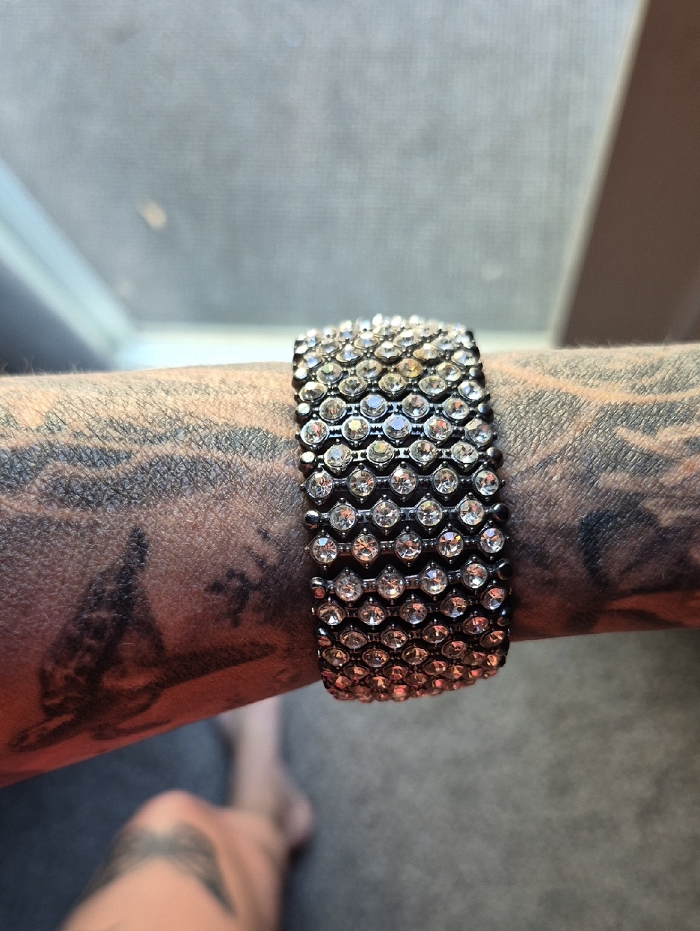Sparkling Crystal Stretch Bracelet - Silver Rhinestones